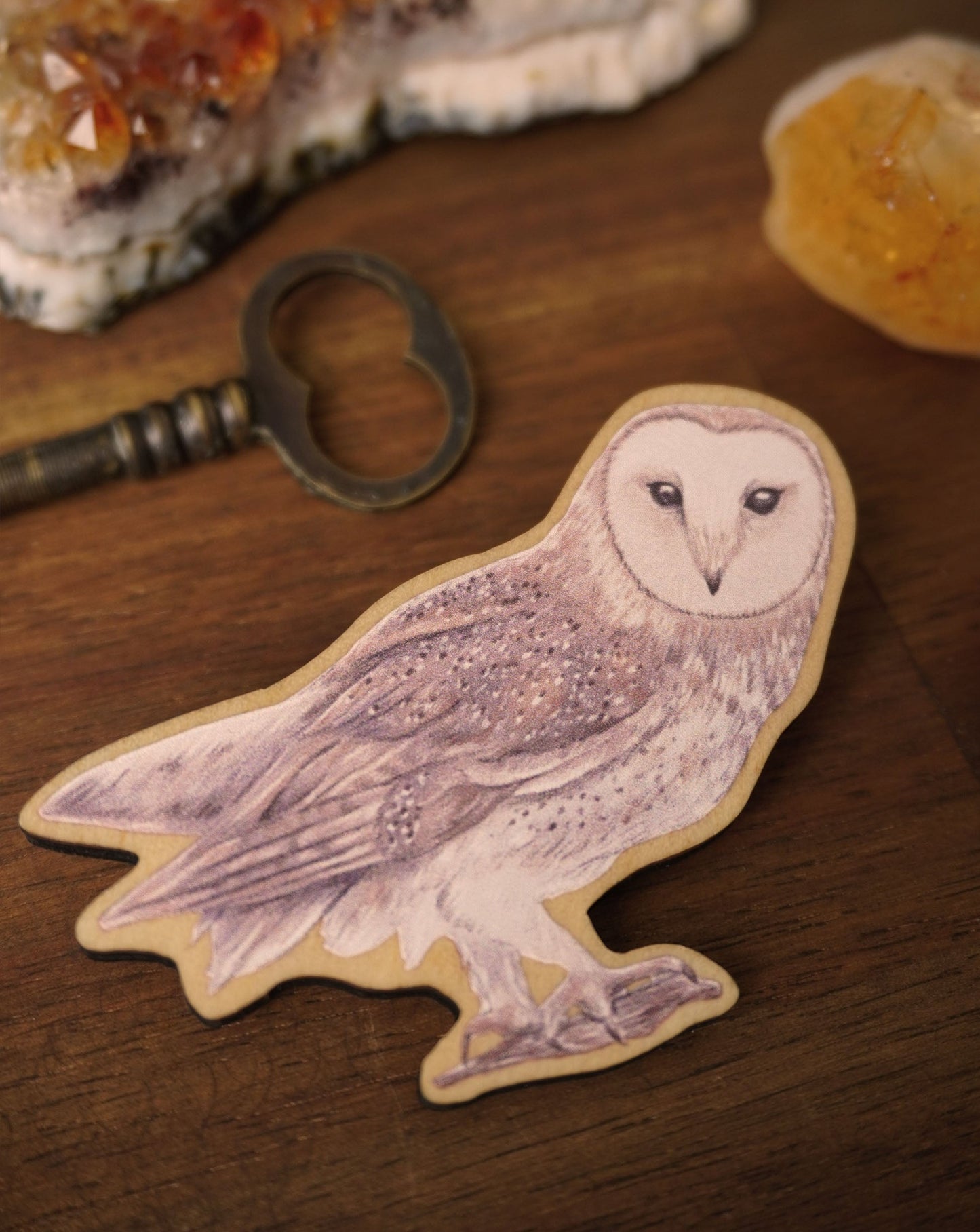 Wooden Owl Badge