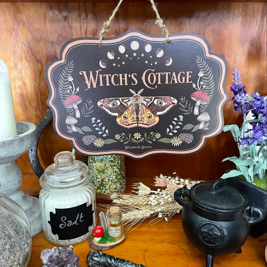Witch's Cottage Dark Moth Wall Hanging