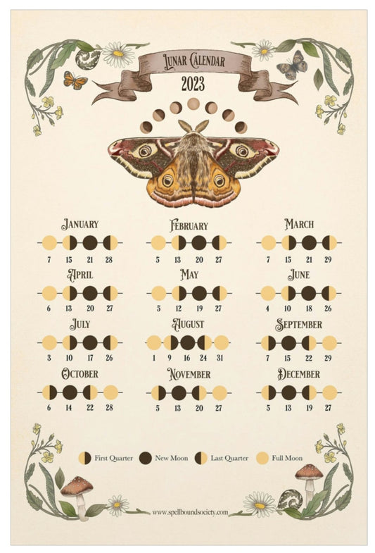 Luna Calendar 2023 - 12"x18" Premium Matte Vertical Posters - Spellbound Society (TM) By Rachel Johnson