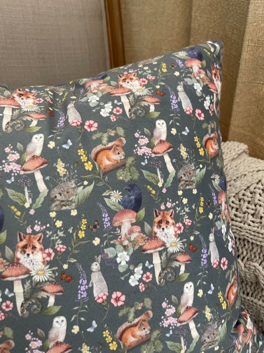 Woodland Rabbit - Forest Green Background - Pillow Case