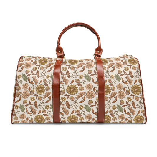 Acorn leaves - Wheat Background Waterproof Travel Bag