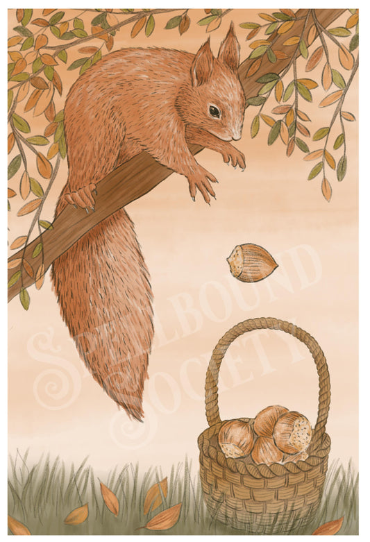 Willows Hedge - Squirrel Planning - 12"x18" Vertical Poster